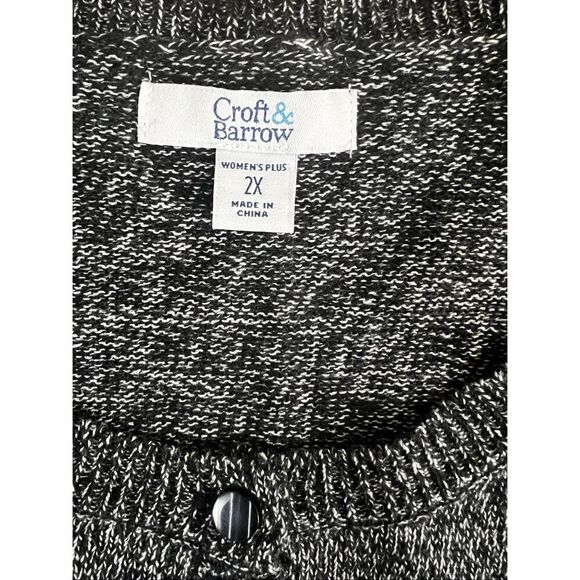Croft & Barrow Women Cardigan Plus Size 2X Button Heather Black Silver Sparkle - Picture 9 of 12